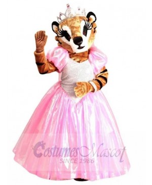 Beautiful Tiger Mascot Costume Animal in Pink Dress