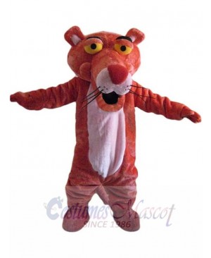 Pink Tiger Mascot Costume Animal with Red Nose