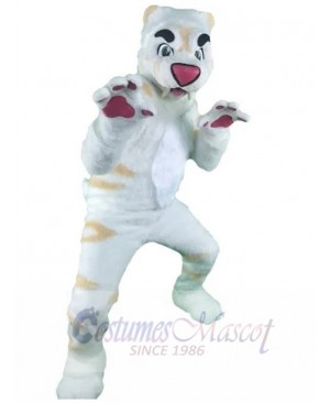 White Tiger Mascot Costume Animal with White Fangs