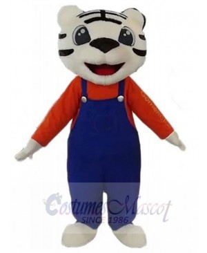 Smiling White Little Tiger Mascot Costume Animal
