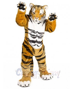Brown Power Tiger Mascot Costume Animal with Black Stripes