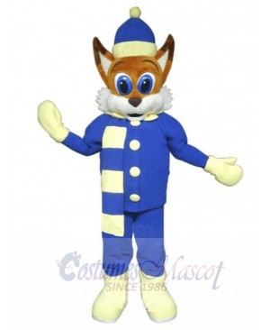 Blue Christmas Fox Elf Mascot Costume Cartoon