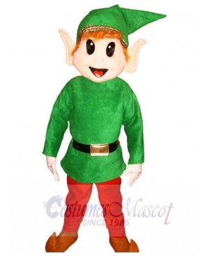 Elf Mascot Costume Cartoon with Green Hat