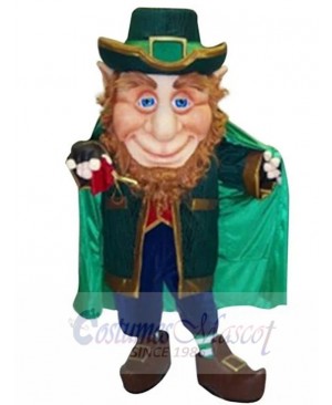 Blue Eyes Leprechaun Elf Mascot Costume Cartoon