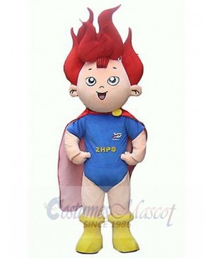 Boy Elf Mascot Costume Cartoon with Red Hair