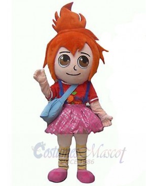 Cute Orange Hair Girl Elf Mascot Costume Cartoon