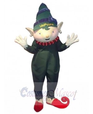 Elf Mascot Costume Cartoon in Green Romper