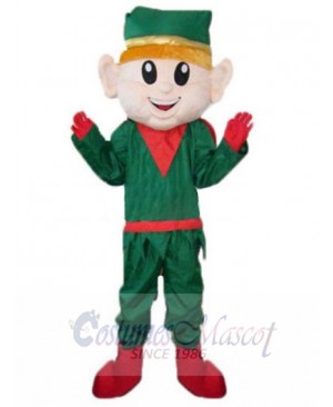 Optimistic Cute Green Christmas Elf Mascot Costume Cartoon