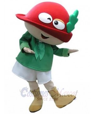Cute Little Elf Mascot Costume Cartoon with Red Hat