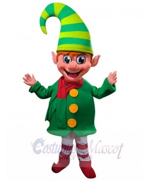 Smiling Christmas Boy Elf Mascot Costume Cartoon