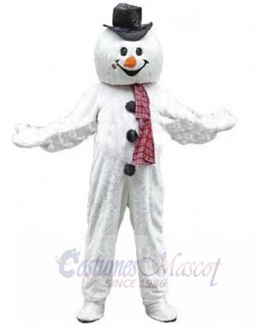 Funny Christmas Snowman Mascot Costume Cartoon with Black Hat