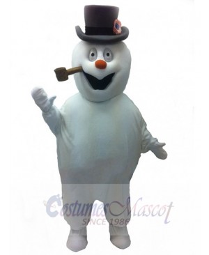 Smoking Frosty Snowman Mascot Costume Cartoon