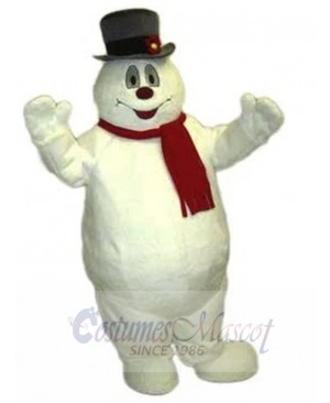 Happy Belly Billowing Snowman Mascot Costume Cartoon