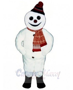 Smiling White Snowman Yeti Mascot Costume Cartoon