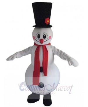 Snowman Mascot Costume Cartoon with Flower Hat
