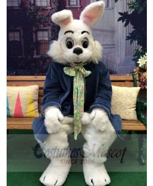Easter Wendell Rabbit Mascot Costume Animal in Blue Suit