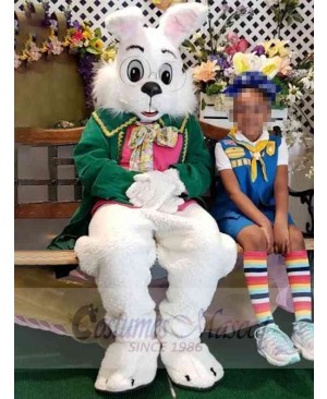 Easter Wendell Rabbit Mascot Costume Animal in Green Coat