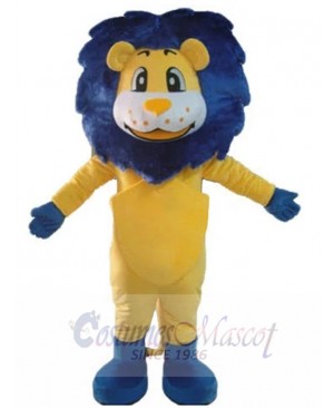 Yellow Lion Mascot Costume Animal with Blue Mane