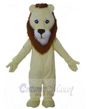 Milk White Lion Mascot Costume Animal with Brown Mane