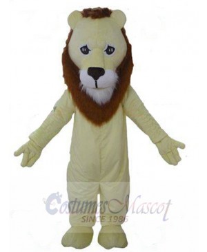 Milk White Lion Mascot Costume Animal with Brown Mane
