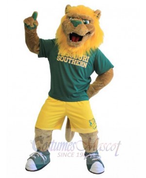 Brown Sport Lion Mascot Costume Animal with Yellow Mane