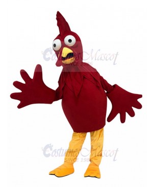 Distressed Wine Red Rooster Chicken Mascot Costume Animal