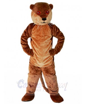 Brown Ollie Otter Mascot Costume with Red Eyes Animal