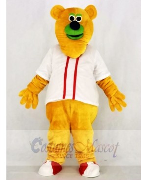 Fresno Grizzlies Parker T. Orange Bear with White T-shirt Mascot Costume College	