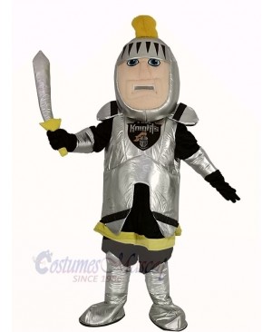 Silver Knight Mascot Costume Adult