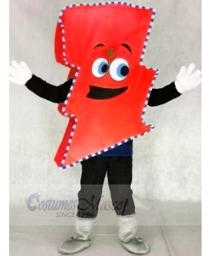 Neon Red Lightning Bolt with Color Trim Mr. Electric Lightning Bolt Mascot Costumes
