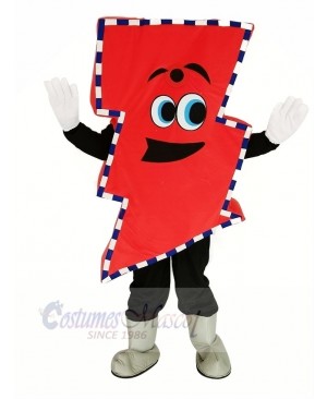 Mr. Electric Red Lightning Bolt with Thick Stripes Mascot Costume