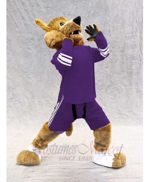 Arizona Coyote Wolf Mascot Costume Animal in Violet Jersey