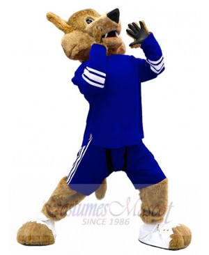 Arizona Coyote Wolf Mascot Costume Animal in Royal Blue Jersey