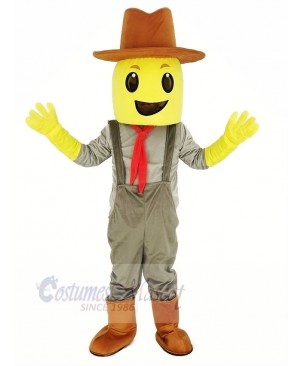 Blockhead Corn Crop Cowboy Mascot Costume