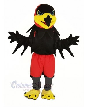 Black Night Hawk with Red Pants Mascot Costume