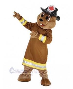 Burny Beaver with Hat Mascot Costume