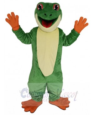 Green Tree Frog Mascot Costume Animal with Red Tongue