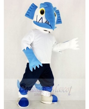 Realistic Swordfish with Black Pants Mascot Costume Cartoon	