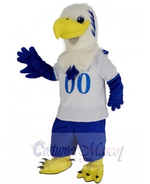 White Head Falcon Eagle in White T-shirt Mascot Costume