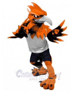 Orange Phoenix Mascot Costume Animal in White Jersey