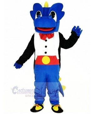 Blue Dragon with Black Tuxedo Mascot Costume Cartoon