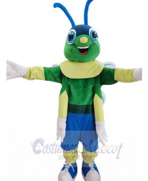 Cute Green Firefly Mascot Costume Insect
