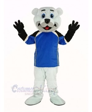 Polar Bear with Blue Jessry Mascot Costume Animal