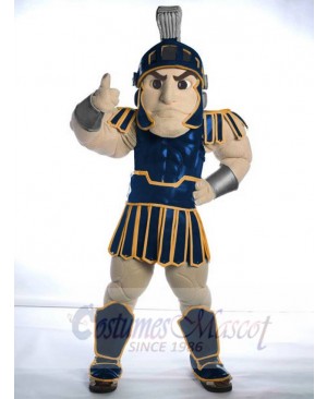 Blue Spartan Trojan Knight Sparty with Gold Trim Mascot Costume People