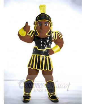 Dark Brown Skin Spartan Trojan Knight Sparty Mascot Costume People