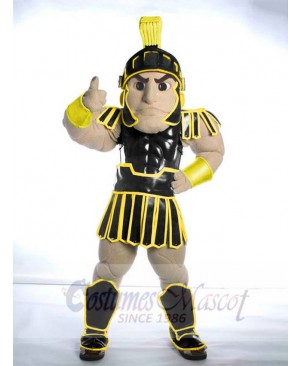 Spartan Trojan Knight Sparty Mascot Costume People wearing Black Armor