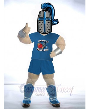 Spartan Trojan Knight Sparty Mascot Costume People in Blue Jersey