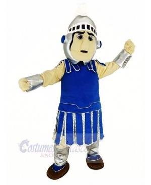 Dark Blue Titan Spartan Sparty with Silver Helmet Mascot Costume People