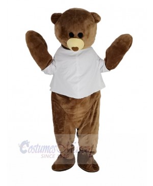 Cute Brown Bear with White Vest Mascot Costume