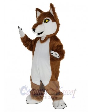 Brown Wolf with Yellow Eyes Mascot Costume Animal